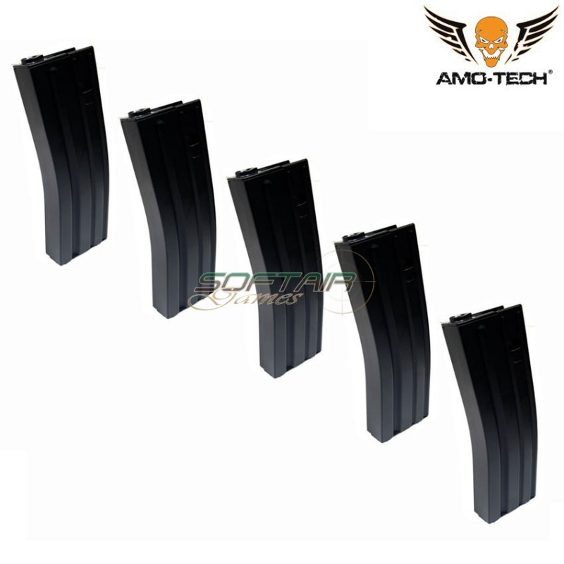 Set 5 hi-caps magazines 480bb stanag mike black for m4 sre next gen. series amo-tech® (amt-hc-mike-bk-5)