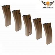 Set 5 mid-caps magazines 90bb stanag mike dark earth for m4 sre next gen. series amo-tech® (amt-mc-mike-de-5)