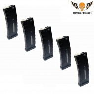 Set 5 caricatori maggiorati 370bb alfa black per serie m4 amo-tech® (amt-hc-alfa-bk-5)