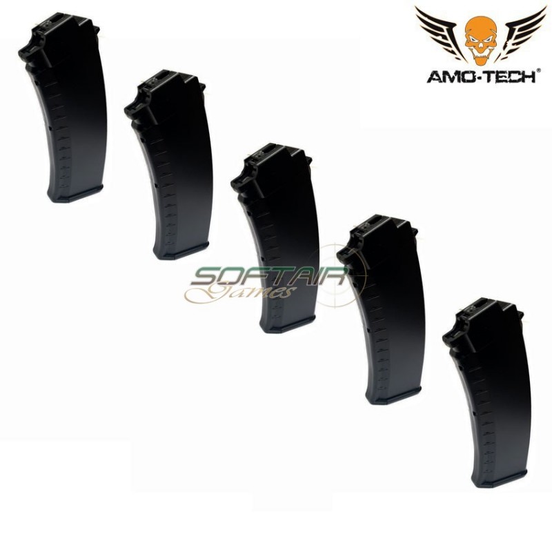 Set 5 caricatori maggiorati 480bb quebec black per serie ak sre next gen. amo-tech® (amt-hc-quebec-bk-5)