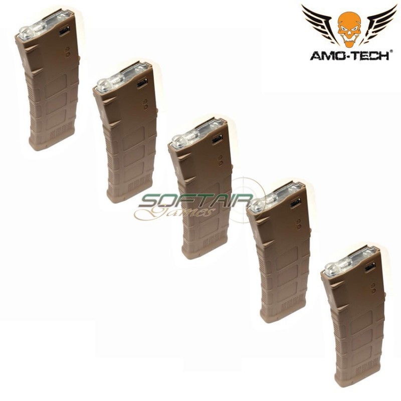Set 5 hi-caps magazines 370bb gen.3 oscar dark earth for series m4 amo-tech® (amt-hc-oscar-de-5)