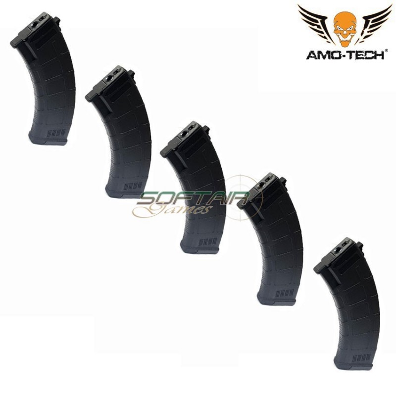 Set 5 hi-caps magazines 600bb sierra black for series ak amo-tech® (amt-hc-sierra-bk-5) Set 5 hi-caps magazines 600bb sierra black for series ak amo-tech® (amt-hc-sierra-bk-5)