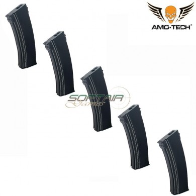 Set 5 caricatori monofilari 150bb uniform black per serie ak74 amo-tech® (amt-mc-uniform-bk-5)