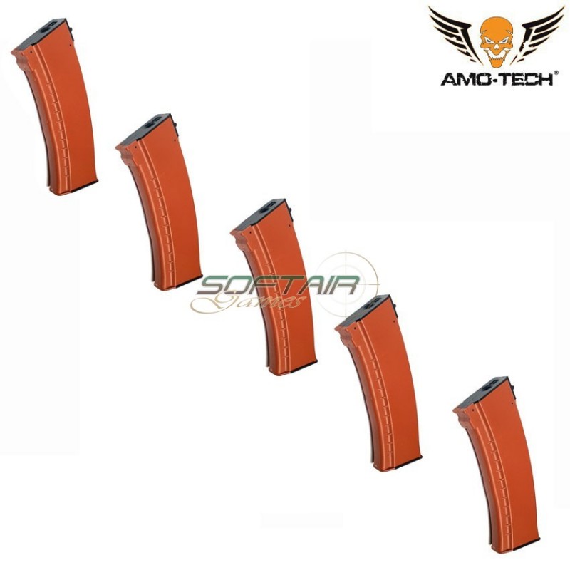Set 5 caricatori monofilari 150bb uniform orange per serie ak74 amo-tech® (amt-mc-uniform-or-5)
