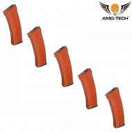 Set 5 mid-caps magazines 150bb uniform orange for series ak74 amo-tech® (amt-mc-uniform-or-5)