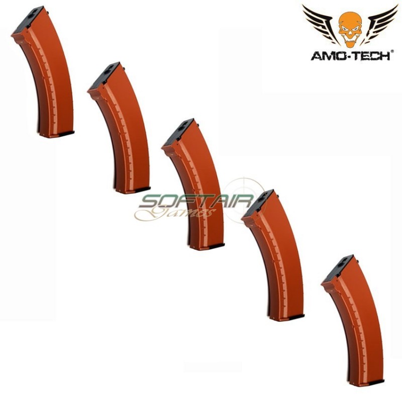 Set 5 mid-caps magazines 150bb tango orange for series akm amo-tech® (amt-mc-tango-or-5)