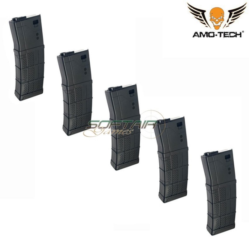 Set 5 mid-caps magazines 160bb zulu black for m4 series amo-tech® (amt-mc-zulu-bk-5)