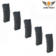Set 5 mid-caps magazines 160bb zulu black for m4 series amo-tech® (amt-mc-zulu-bk-5)