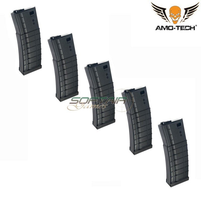 Set 5 caricatori monofilari 160bb apples black per serie m4 amo-tech® (amt-mc-apples-bk-5)