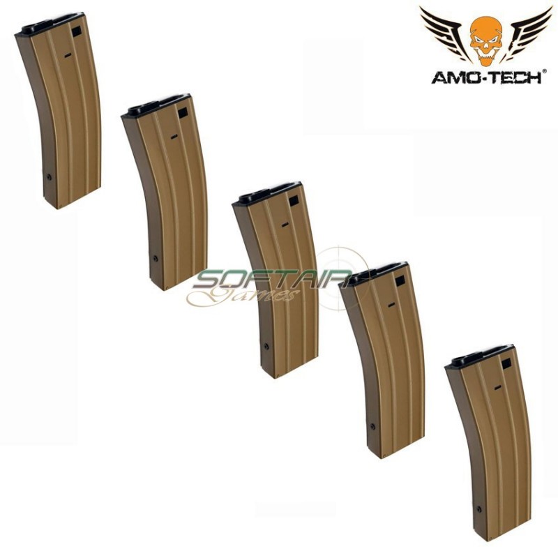 Set 5 hi-caps magazines flash 380bb whiskey dark earth for m4 series amo-tech® (amt-hcf-whiskey-de-5)