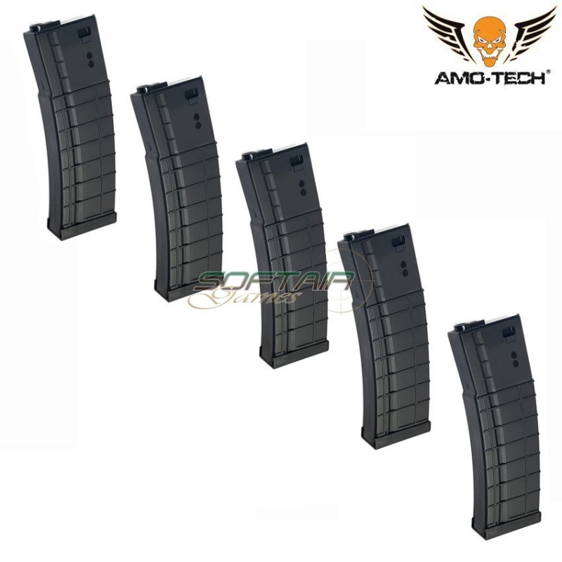 Set 5 caricatori monofilari 200bb apples3 black per serie m4 amo-tech® (amt-mc-apples3-bk-5)