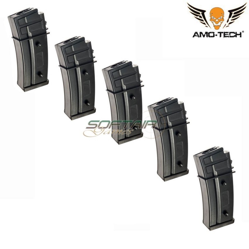 Set 5 caricatori monofilari 50bb kilo2 black per serie g36 amo-tech® (amt-mc-kilo2-bk-5)