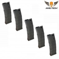 Set 5 mid-caps magazines 140bb zulu2 black for m4 series amo-tech® (amt-mc-zulu2-bk-5)