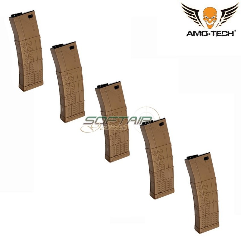 Set 5 caricatori monofilari 140bb zulu2 dark earth per serie m4 amo-tech® (amt-mc-zulu2-de-5)