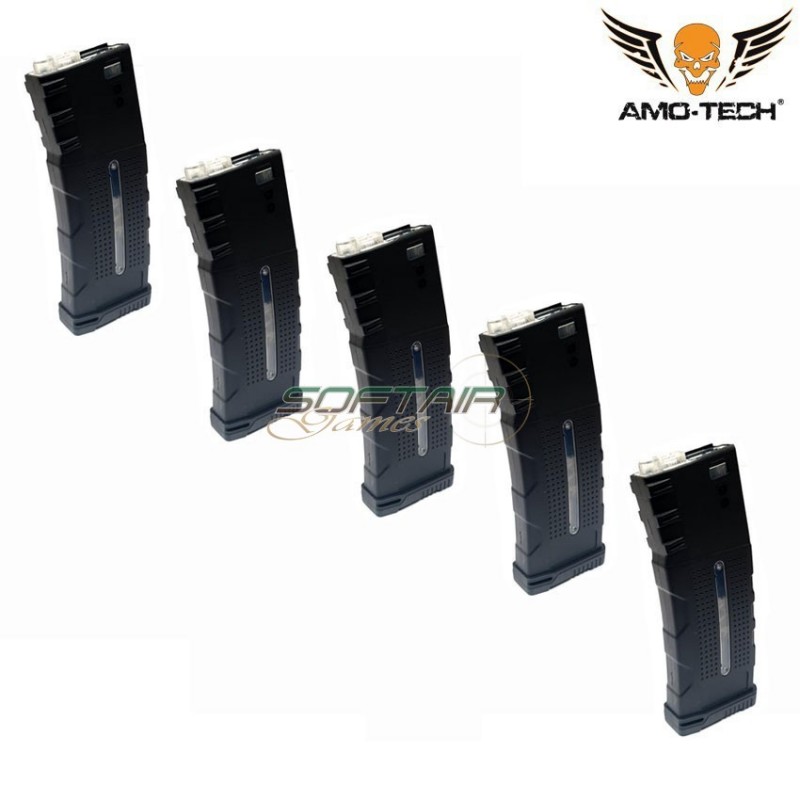 Set 5 hi-caps flash magazines 320bb alfa black for m4 series amo-tech® (amt-hcf-alfa-bk-5)