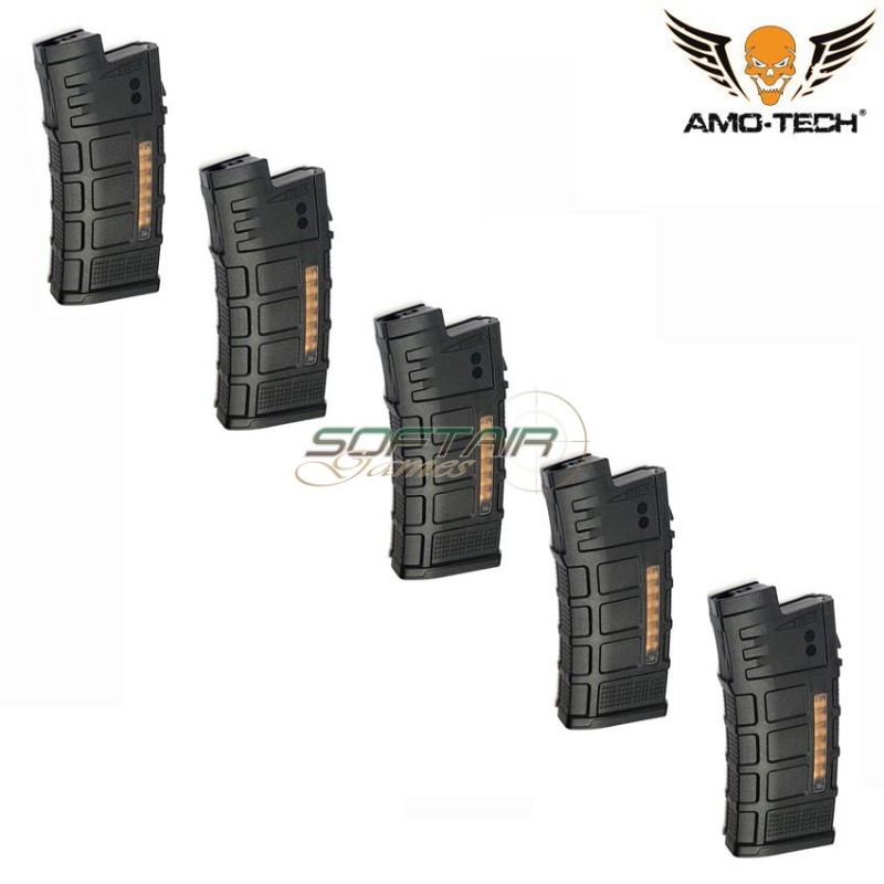 Set 5 caricatori monofilari 70bb freddy black per serie aug amo-tech® (amt-mc-freddy-bk-5)