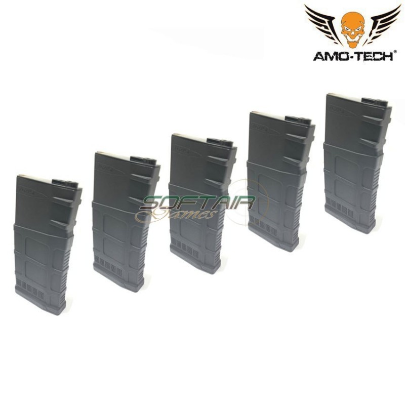 Set 5 hi-cap magazine 550bb charlie black for sr25 series amo-tech® (amt-hc-charlie-bk-5)