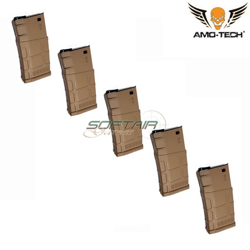 Set 5 caricatori maggiorati 550bb charlie dark earth per serie sr25 amo-tech® (amt-hc-charlie-de-5)