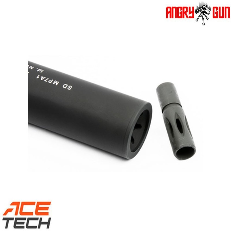 Silenziatore qd tracer version black per mp7 vfc umarex angry gun (ag-mp7t-vfc)