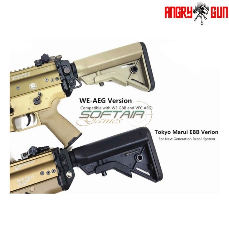 Stock adapter gen.2 version 2.1 black for scar vfc aeg / we gbb angry gun (ag-agsg2sa-we)