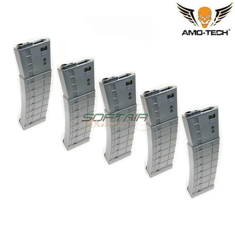 Set 5 caricatori maggiorati 450bb apples black per serie m4 amo-tech® (amt-hc-apples-bk-5)