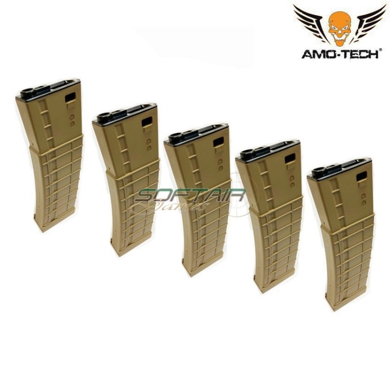 Set 5 hi-caps magazines 450bb apples dark earth for m4 series amo-tech® (amt-hc-apples-de-5)