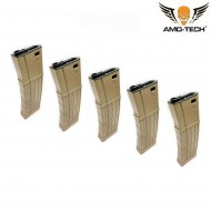 Set 5 caricatori maggiorati 450bb zulu dark earth per serie m4 amo-tech® (amt-hc-zulu-de-5)