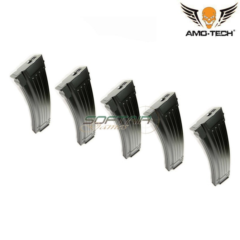 Set 5 caricatori monofilari 140bb iron uniform black per serie ak74 amo-tech® (amt-mci-uniform-bk-5)