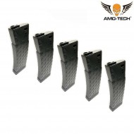 Set 5 caricatori monofilari 200bb bravo3 black per serie m4 amo-tech® (amt-mc-bravo3-bk-5)