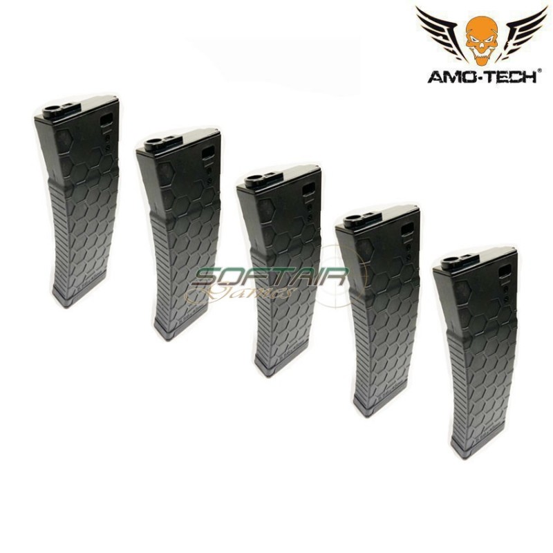 Set 5 caricatori monofilari 140bb bravo2 black per serie m4 amo-tech® (amt-mc-bravo2-bk-5)