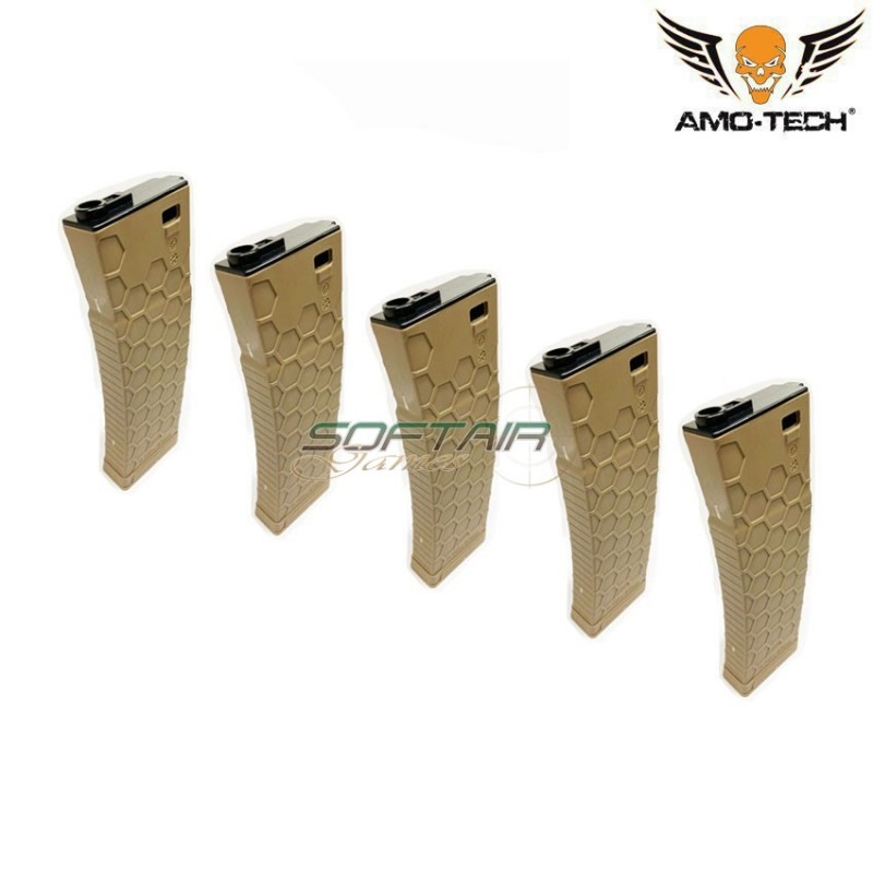 Set 5 mid-caps magazines 140bb bravo2 dark earth for m4 series amo-tech® (amt-mc-bravo2-de-5)
