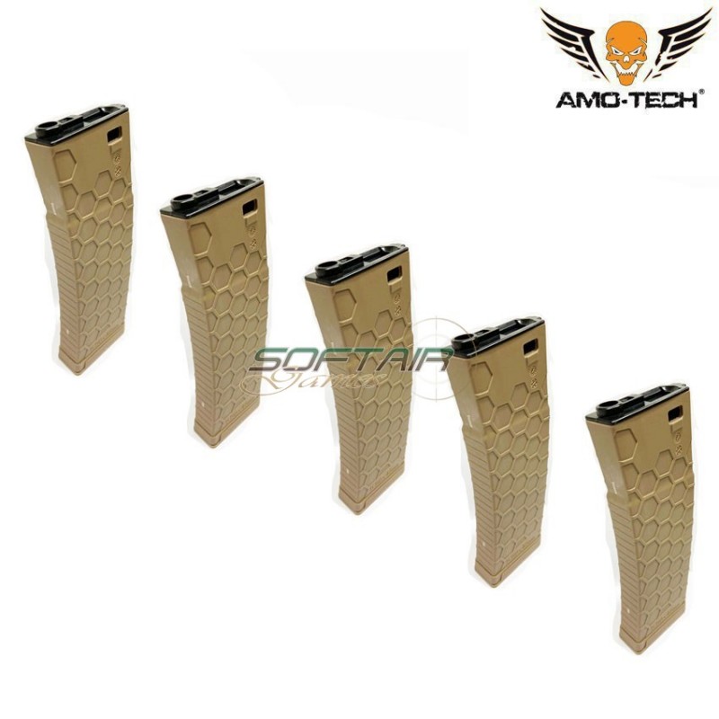 Set 5 hi-caps magazines 450bb bravo dark earth for m4 series amo-tech® (amt-hc-bravo-de-5)