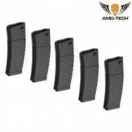 Set 5 caricatori maggiorati flash 410bb bravo black per serie m4 amo-tech® (amt-hcf-bravo-bk-5)