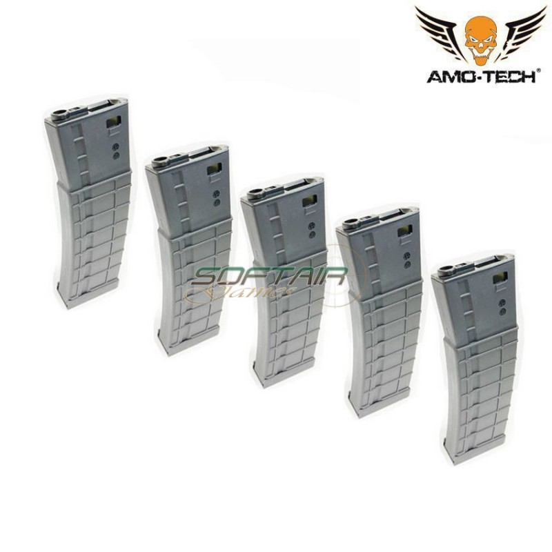 Set 5 caricatori maggiorati flash 410bb apples black per serie m4 amo-tech® (amt-hcf-apples-bk-5)