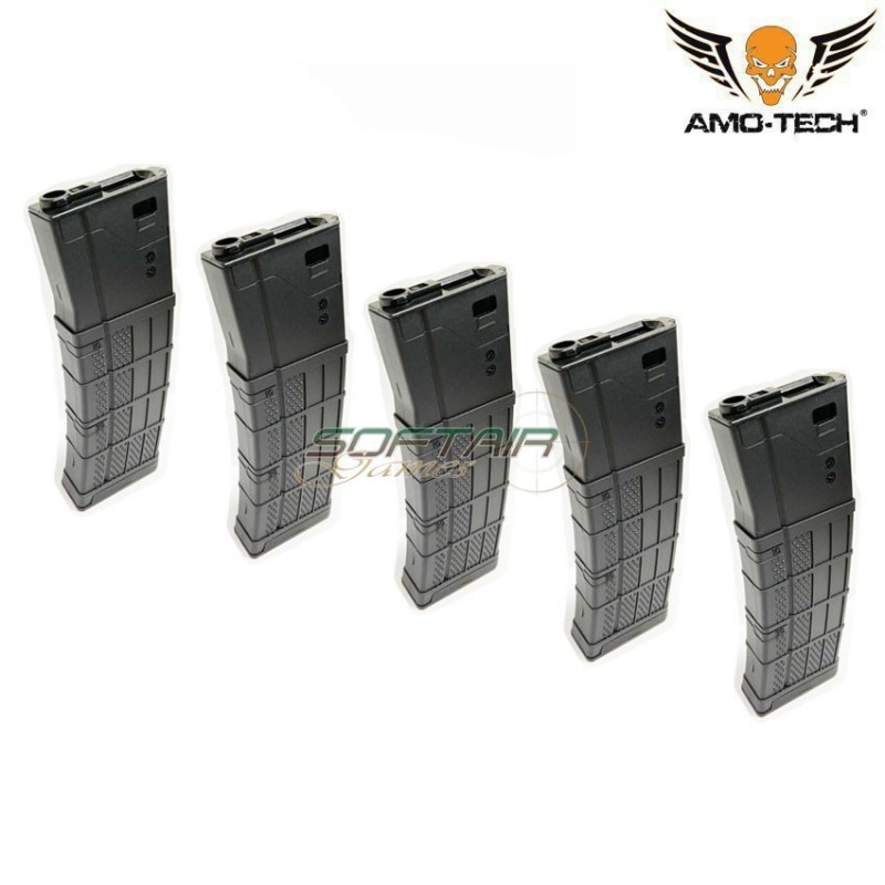 Set 5 hi-caps flash magazines 410bb zulu black for m4 series amo-tech® (amt-hcf-zulu-bk-5)