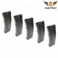 Set 5 hi-caps flash magazines 410bb zulu black for m4 series amo-tech® (amt-hcf-zulu-bk-5)