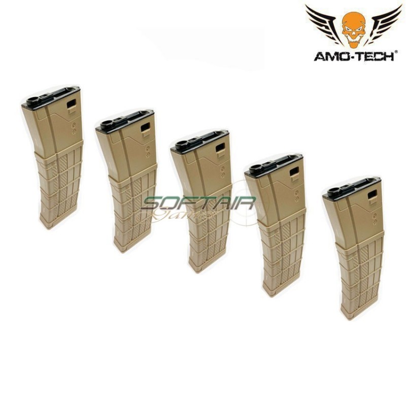 Set 5 caricatori maggiorati flash 410bb zulu dark earth per serie m4 amo-tech® (amt-hcf-zulu-de-5)