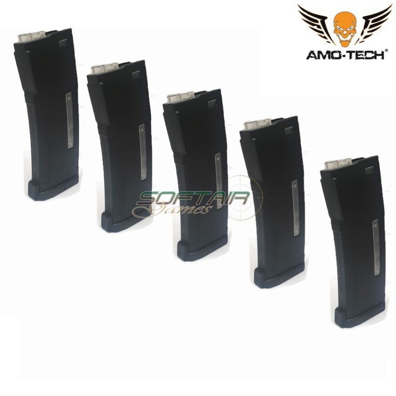 Set 5 caricatori maggiorati flash 380bb epm golf black per serie m4 amo-tech® (amt-hcf-golf-bk-5)