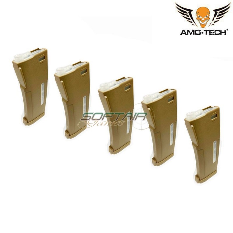 Set 5 hi-caps flash magazines 380bb epm golf dark earth for m4 series amo-tech® (amt-hcf-golf-de-5)