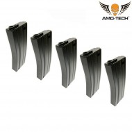 Set 5 mid-caps magazines 150bb india2 black for m4 series amo-tech® (amt-mc-india2-bk-5)