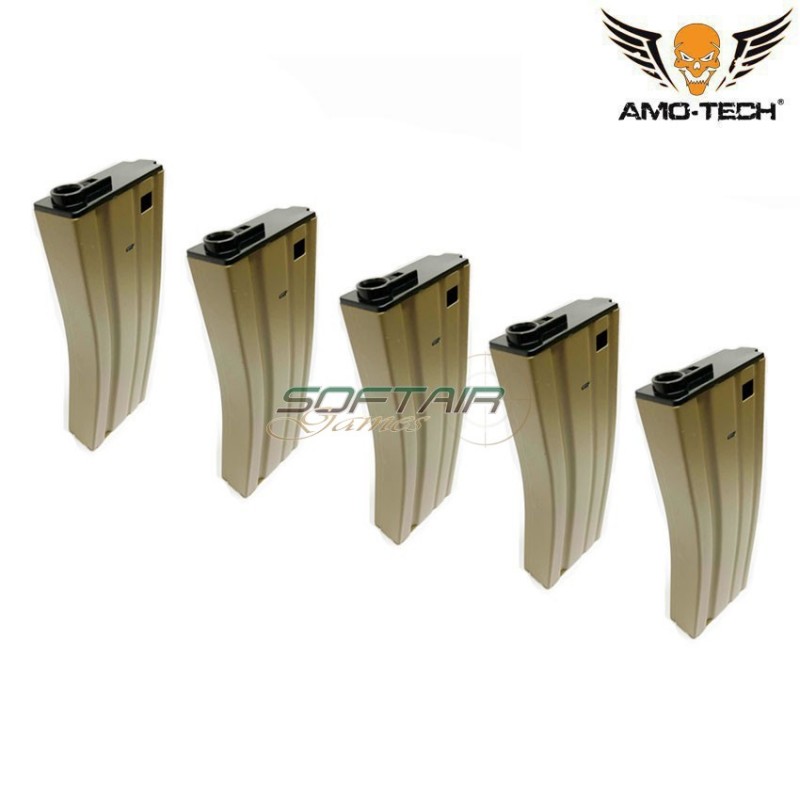 Set 5 caricatori monofilari 70bb india3 dark earth per serie m4 amo-tech® (amt-mc-india3-de-5)