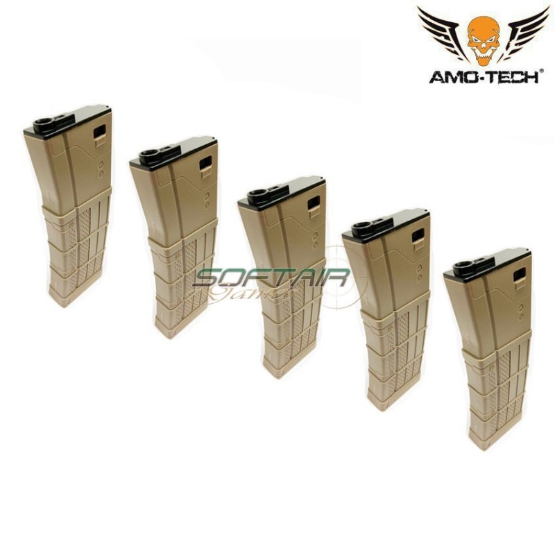 Set 5 caricatori monofilari 160bb zulu dark earth per serie m4 amo-tech® (amt-mc-zulu-de-5)