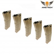 Set 5 mid-caps magazines 160bb zulu dark earth for m4 series amo-tech® (amt-mc-zulu-de-5)