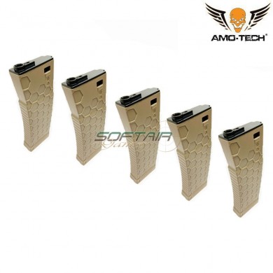 Set 5 mid-caps magazines 160bb bravo dark earth for m4 series amo-tech® (amt-mc-bravo-de-5)