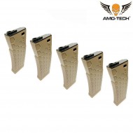 Set 5 mid-caps magazines 160bb bravo dark earth for m4 series amo-tech® (amt-mc-bravo-de-5)