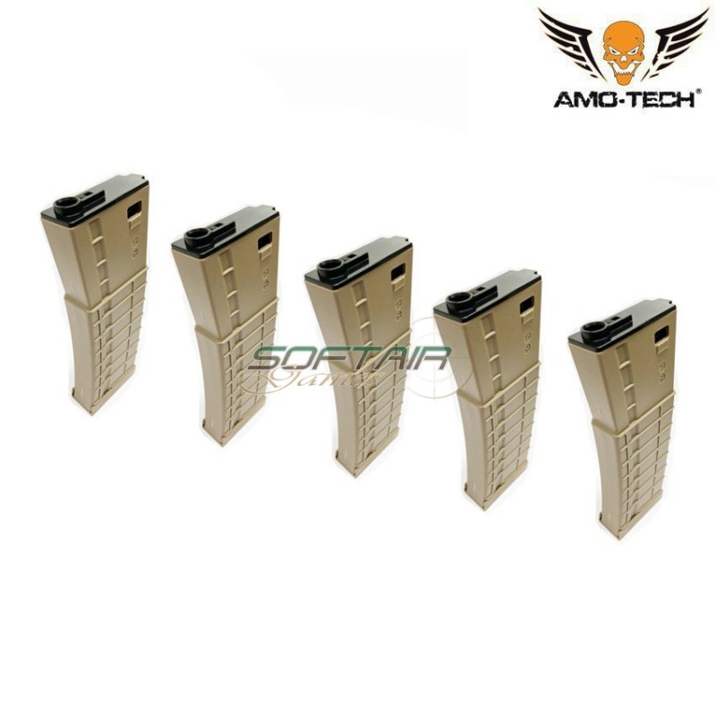 Set 5 mid-caps magazines 160bb apples dark earth for m4 series amo-tech® (amt-mc-apples-de-5)