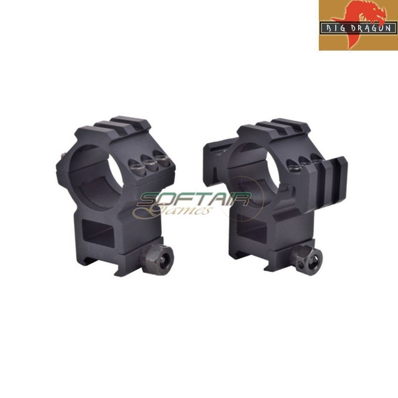 Set anelli per otttica alti tubo da 30mm per 20mm rail black big dragon (bd-9168) Set anelli per otttica alti tubo da 30mm per 20mm rail black big dragon (bd-9168)