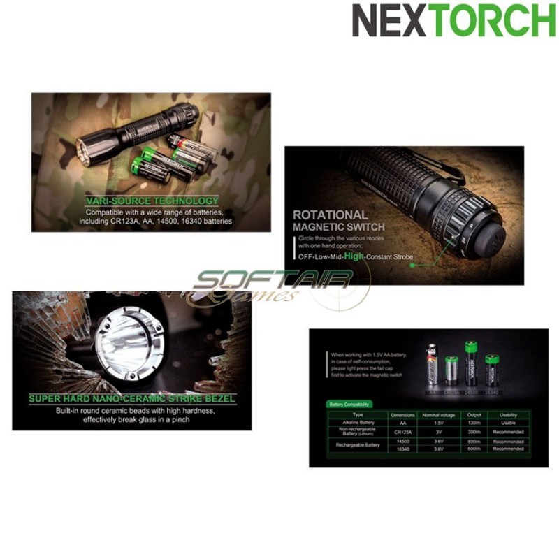 Flashlight ta15 rechargeable 600 lumens led black nextorch (nxt-l300010083) Flashlight ta15 rechargeable 600 lumens led black nextorch (nxt-l300010083)