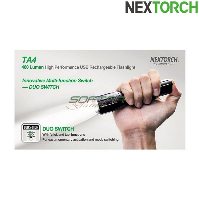 Torcia ta4 ricaricabile 460 lumens led black nextorch (nxt-l300010063)
