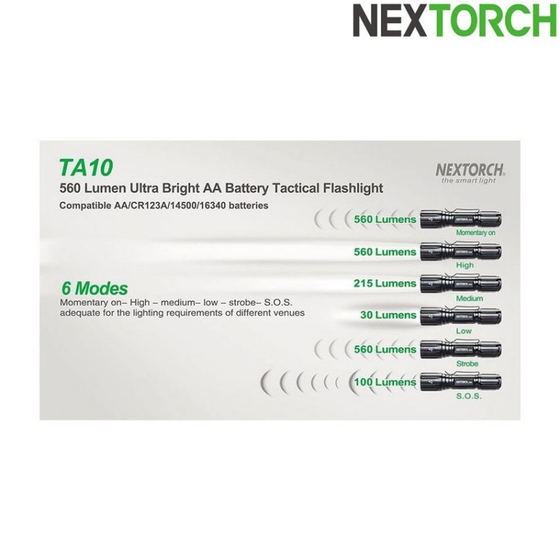 Torcia ta10 560 lumens led black nextorch (nxt-l300010067)